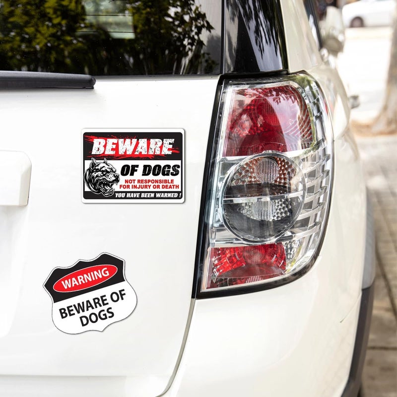 RABOWA Pack 8 Pcs Beware of Dog Sticker for Cars Vehicle Trucks Indoor Outdoor Window Laptops Warning Sign Bumper Stickers Waterproof Removable Vinyl Decals Car Exterior Home Accessories - Image 5